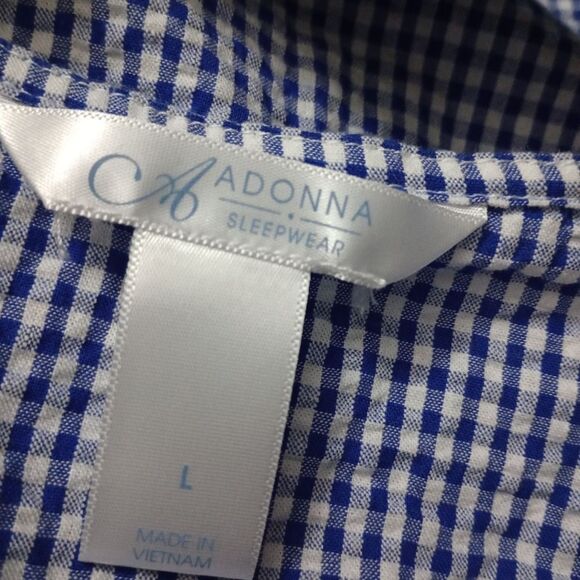 Adonna Blue Gingham House Coat Zip Up Robe House Dress Moomoo Size Large - Picture 6 of 9